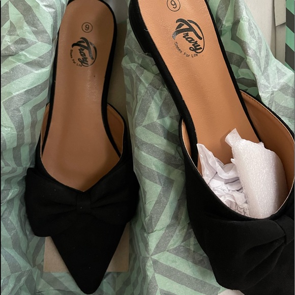 Trary Mule Bow Pointed Toe Backless - Picture 2 of 3